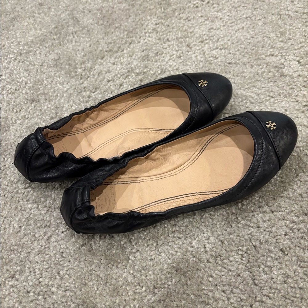 Tory Burch Black Leather Flats